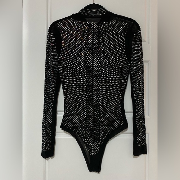 BLACK BODYSUIT WITH BEADS SIze L - Picture 2 of 4